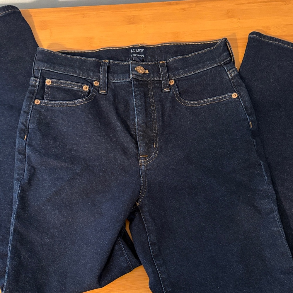 J. Crew Stovepipe Navy Denim Straight Leg Jeans